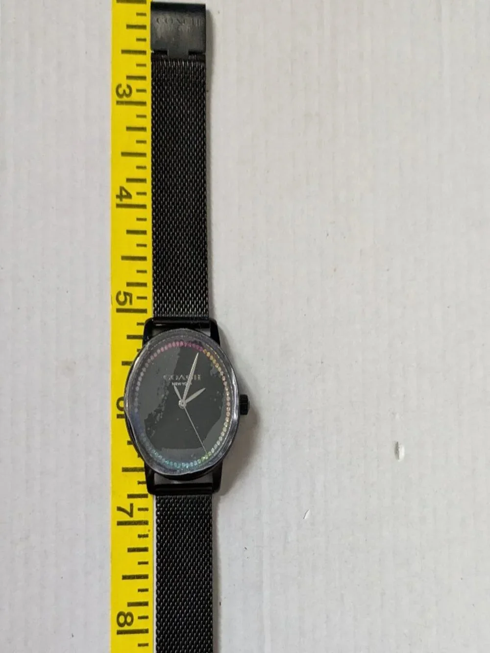 COACH Grand Black Dial Rainbow Crystal Mesh Band Quartz Watch CA 113.7.34.2232